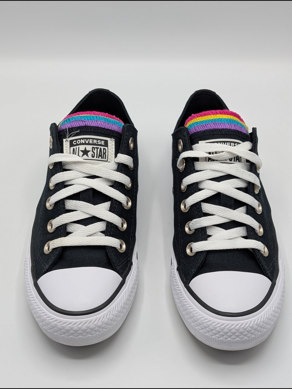 Converse Chuck Taylor All Star  Unisex M 6 W 8 Low Top Sneakers Rainbow Tongue - Picture 2 of 10